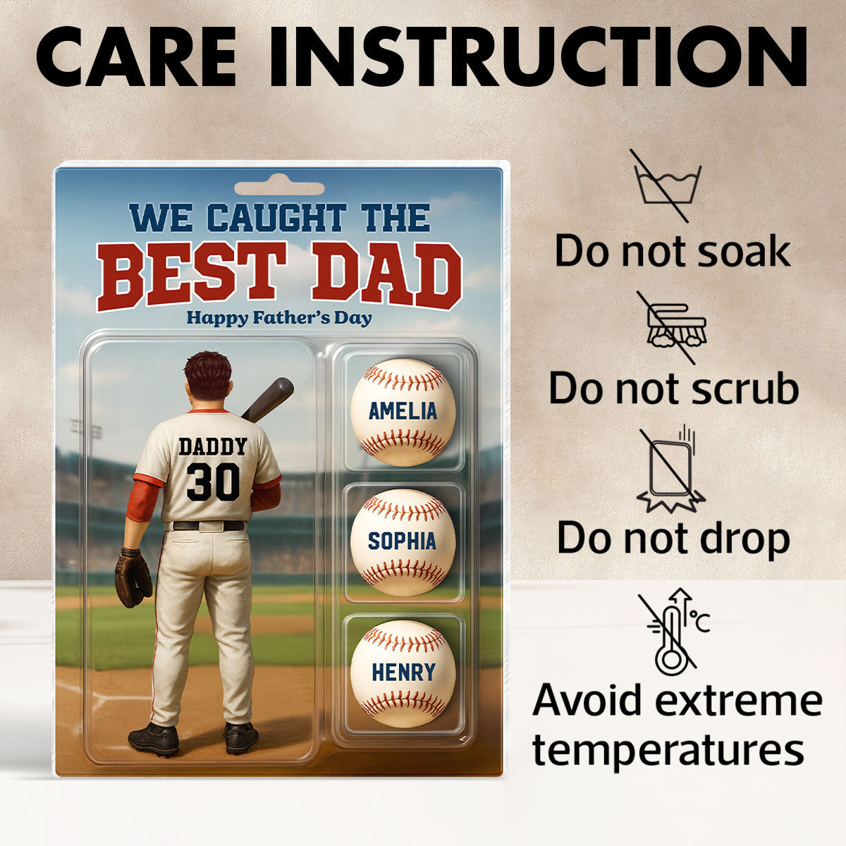 Custom Figure We Caught The Best Dad Baseball With Kids' Names Personalized Acrylic Block Plaque, Perfect Father's Day Gift For Him, For Dad, For Baseball Lover