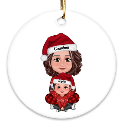 Grandma & Grandkid Christmas Gift For Granddaughter Grandson Personalized Circle Ornament