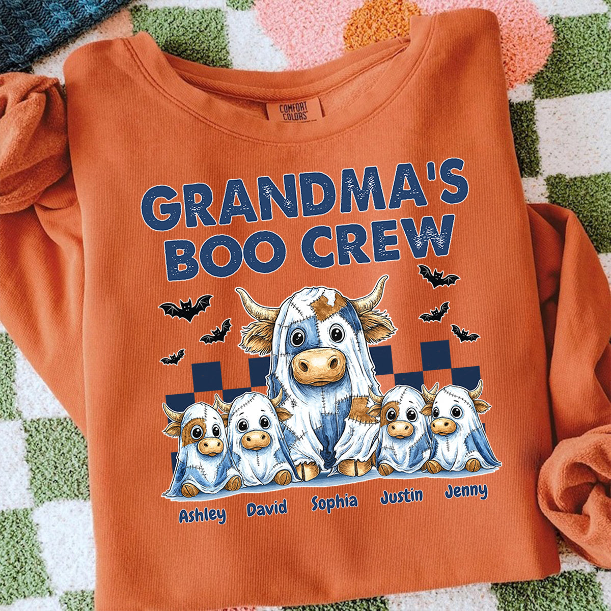 Grandma's Boo Crew Highland Cow Personalized Sweatshirt, Cozy Fall Vibe Sweatshirt