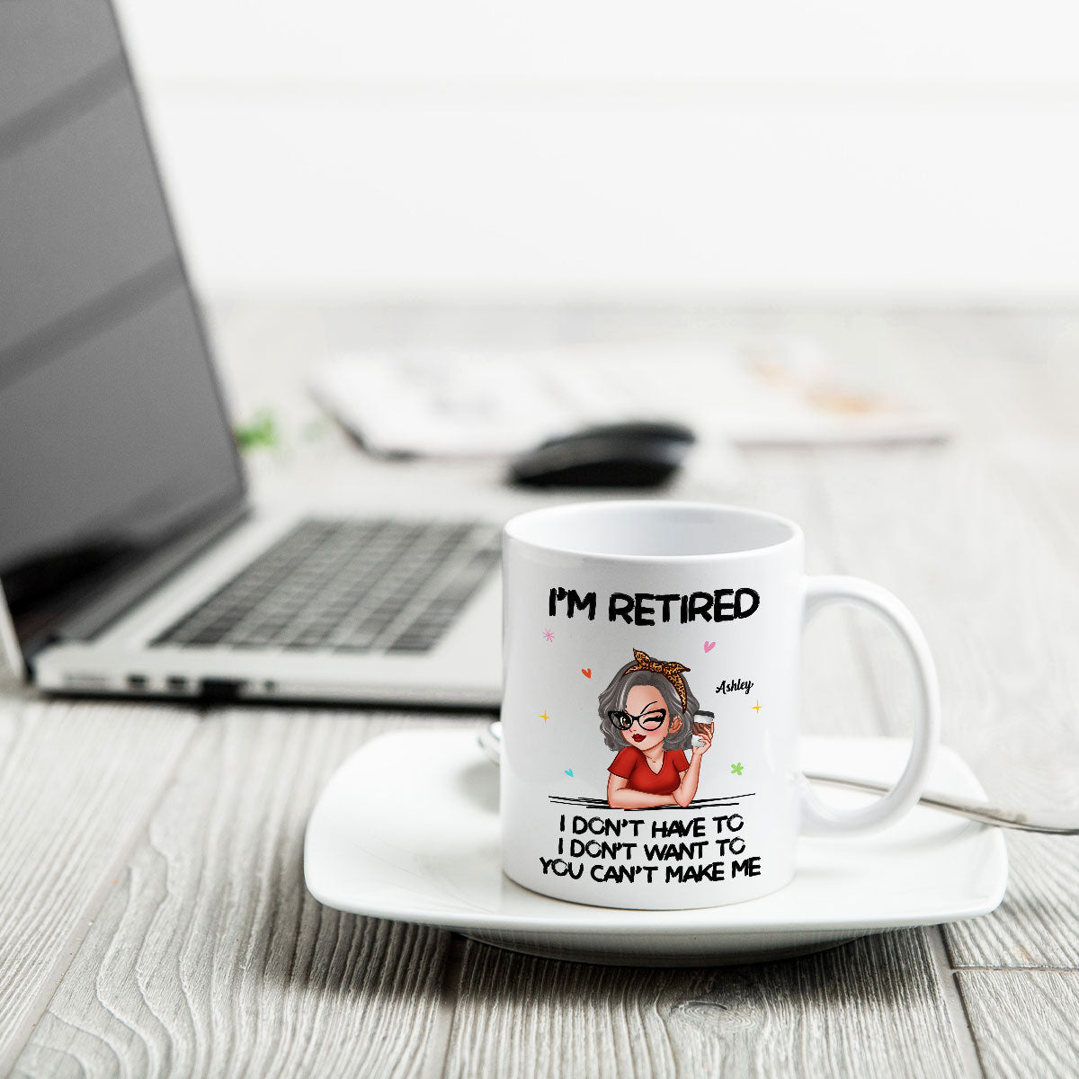 I‘m Retired You Can’t Make Me Personalized Mug, Funny 2025 Retirement Gift
