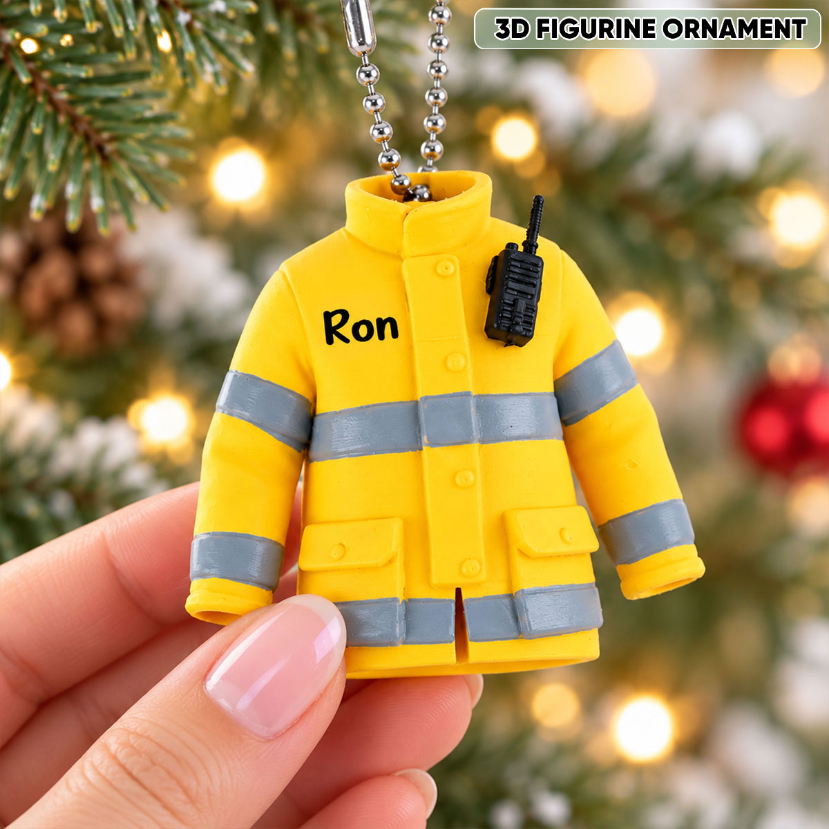 Firefighter Uniform Custom Name - Personalized 3D Ornament - Christmas Gift For Firefighter