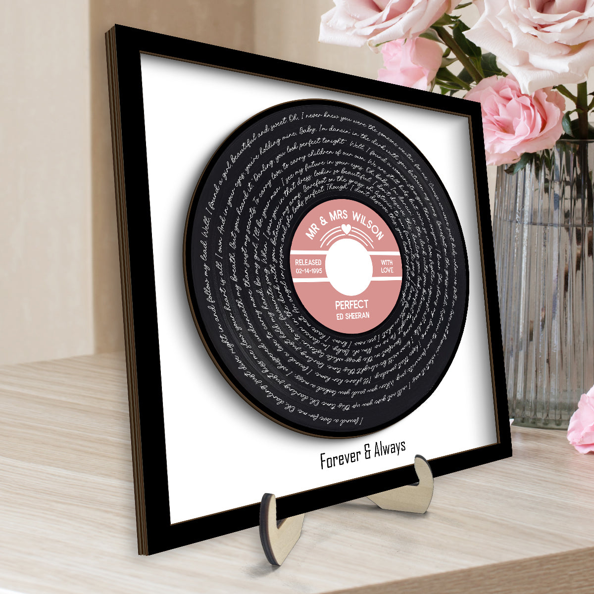 Custom Vinyl Record Label Valentine's Day, Wedding, Father's Day, Anniversary, Unique Gift for Him or Her Personalized 2-Layer Wooden Plaque