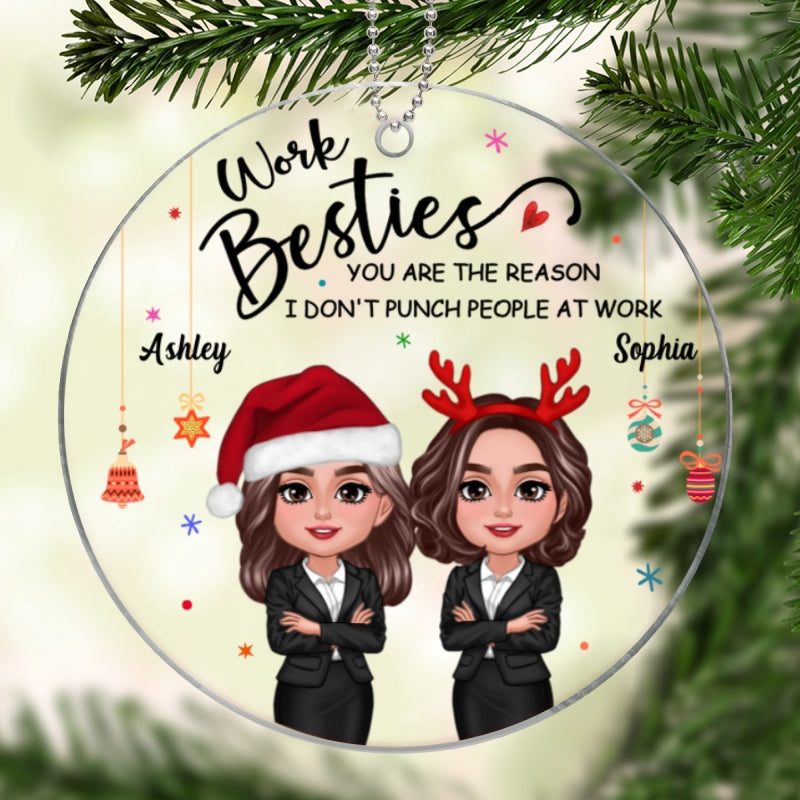 Work Besties Christmas Personalized Acrylic Ornament, Gift For Colleagues