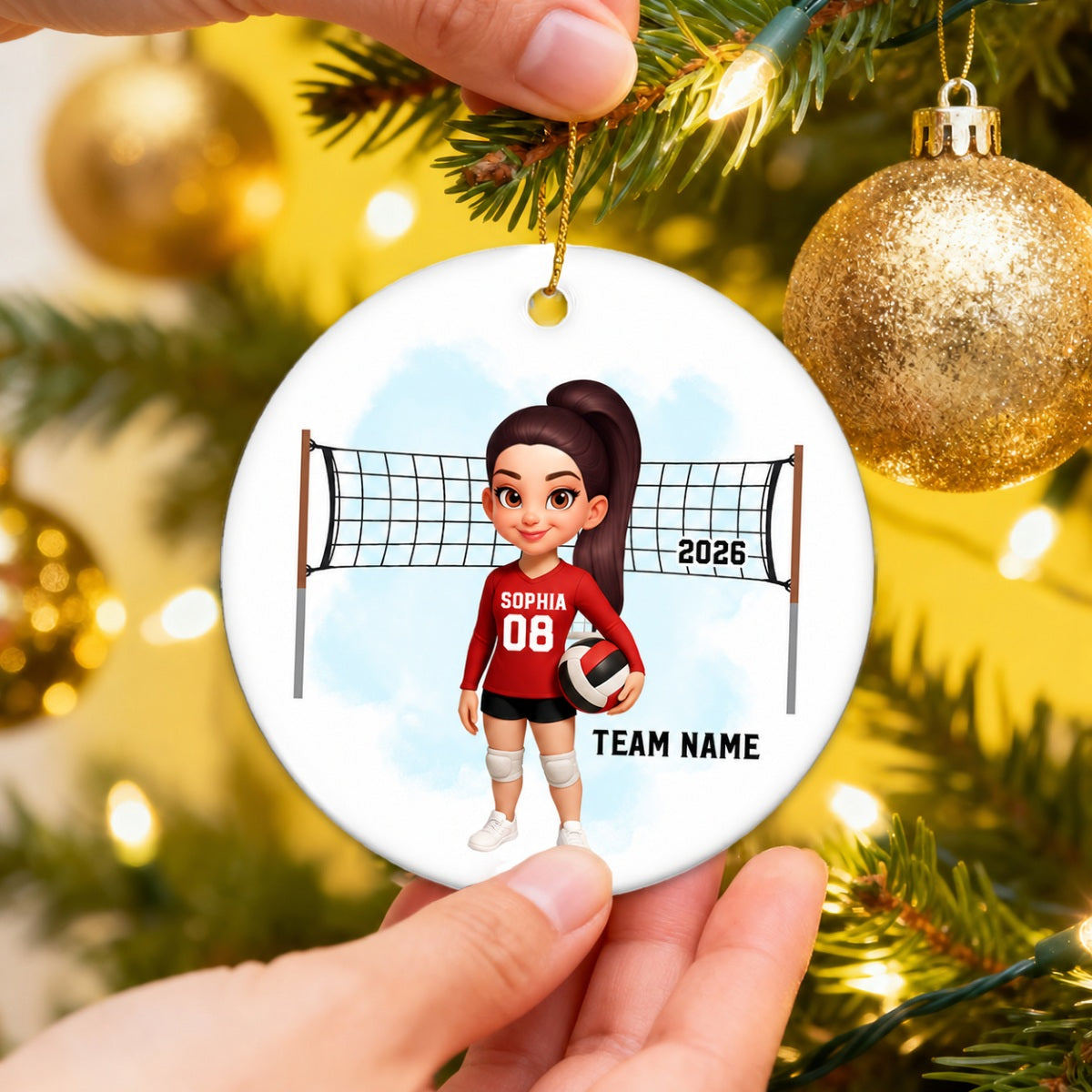 Christmas Volleyball Player - Personalized Ceramic Ornament - Gift For Volleyball Lovers, School Volleyball Team