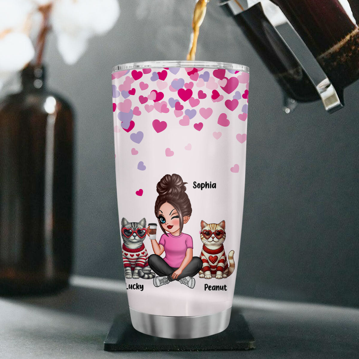 My Cats Are My  Personalized Cat Mom Tumbler