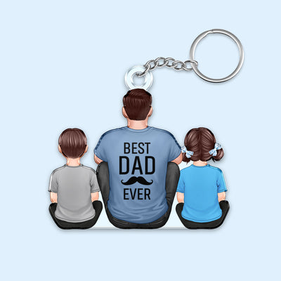 Best Papa Dad Grandpa Ever Sitting With Kids Personalized Acrylic Keychain, Father's Day Gift For Dad, Gift For Husband