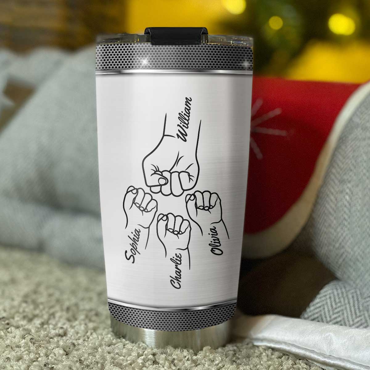 Best Dad Grandpa Papa Ever Nation Flag Fist Bumps Outline Personalized Tumbler