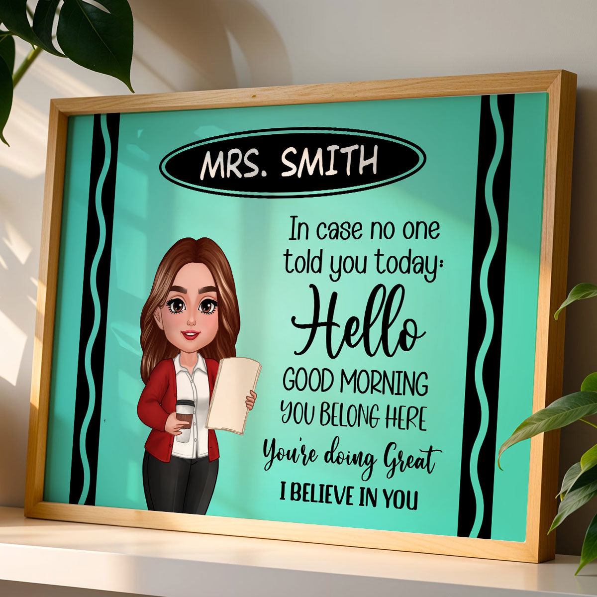 In Case No One Told You Today I Believe In You Crayon Theme Personalized Horizontal Poster, Classroom Decor For Teacher