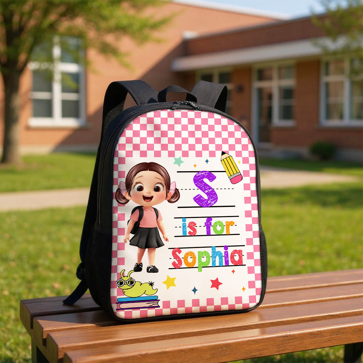 Back To School Gift For Kid, Custom Name Retro Personalized Backpack