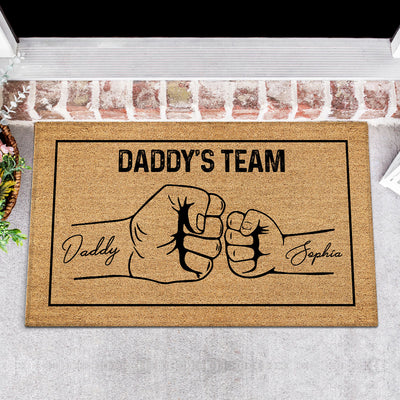 Daddy's Team Fist Bump Personalized Doormat