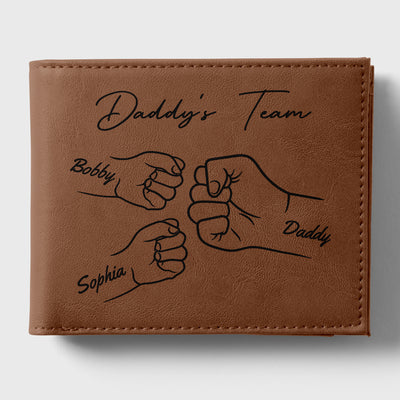 Best Dad Ever Fist Bump Outline Personalized Printed Leather Wallet