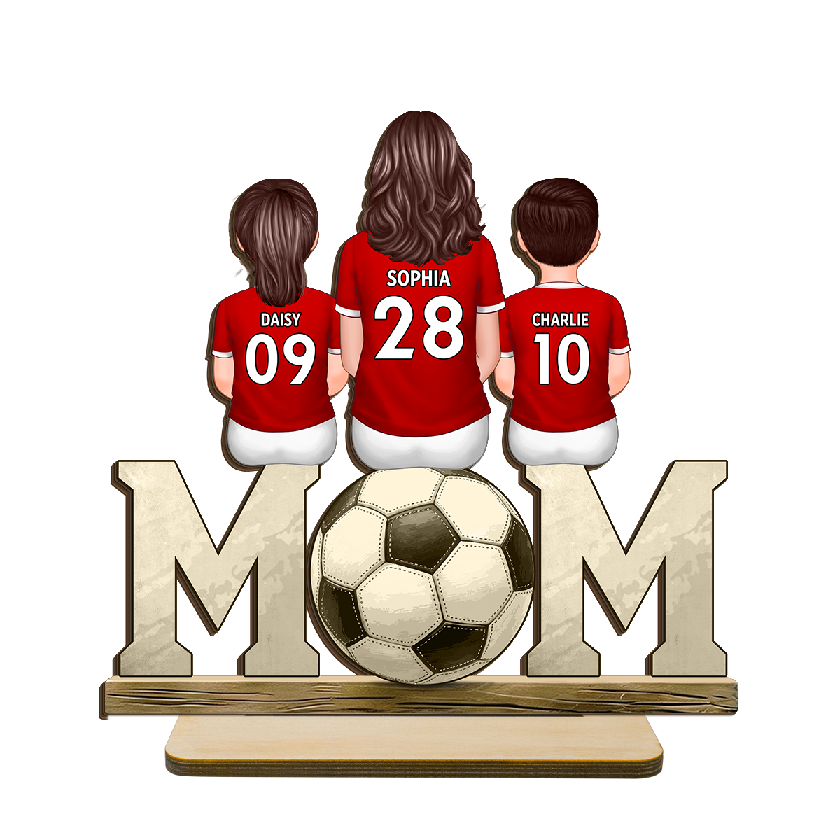 Soccer Mom And Kids - Personalized 2-Layered Wooden Plaque - Gift for Mom, Gift for Grandma, Gift for Wife