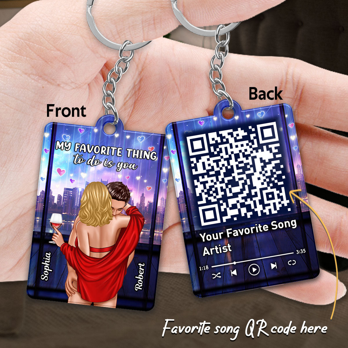 My Favorite Thing To Do Is You Couple Favorite Song Scannable QR Code Personalized Acrylic Keychain