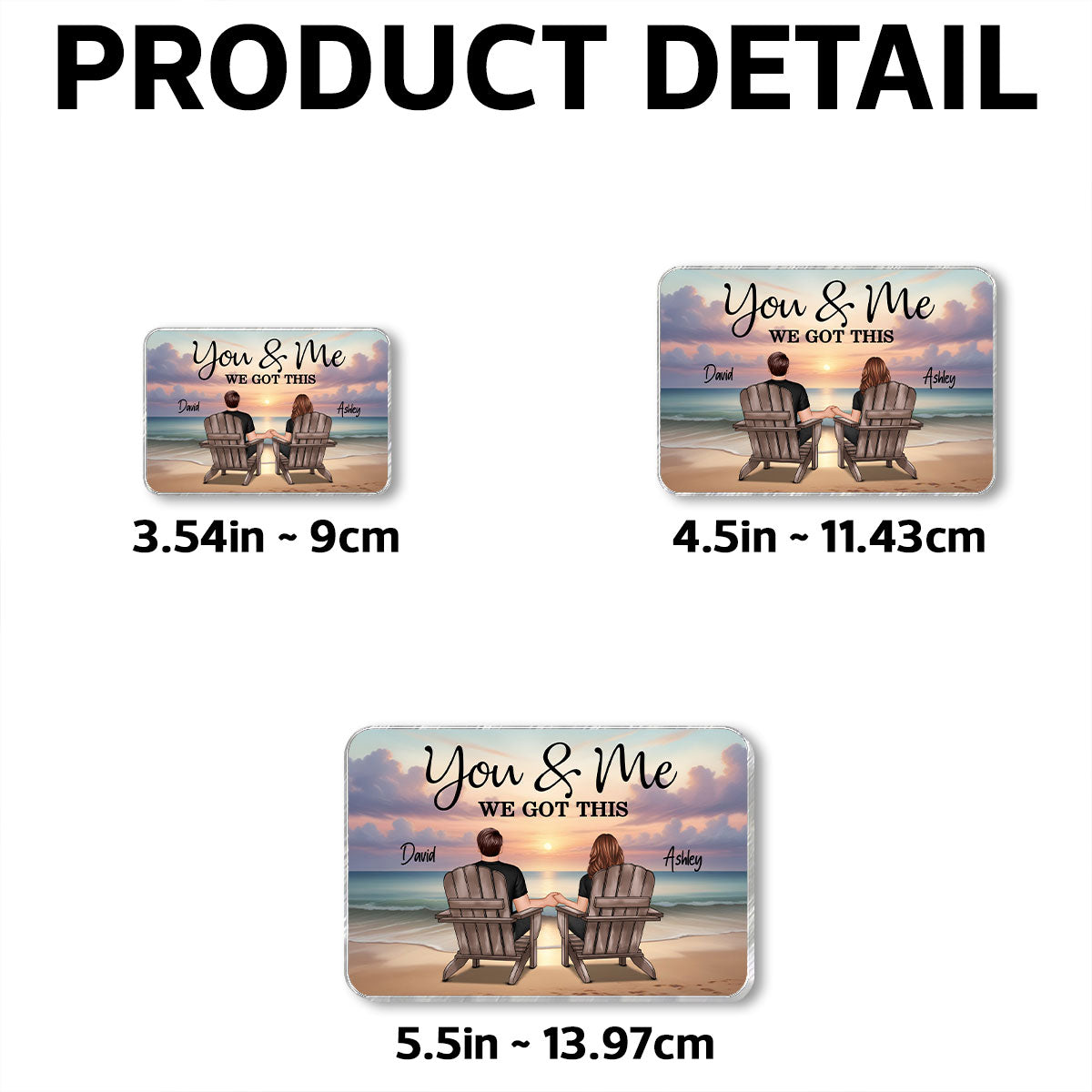 Couple Sitting Beach Landscape Personalized Acrylic Fridge Magnet, Heartfelt Gift For Couple, For Him, For Her, Boyfriend, Girlfriend, Husband, Wife