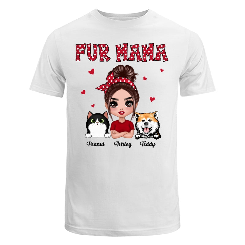 Polka Dot Pattern Dog Cat Mom Fur Mama Personalized Shirt