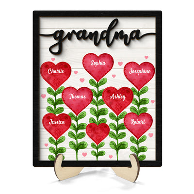 Grandma Mom Heart Tree Personalized 2-layer Wooden Plaque