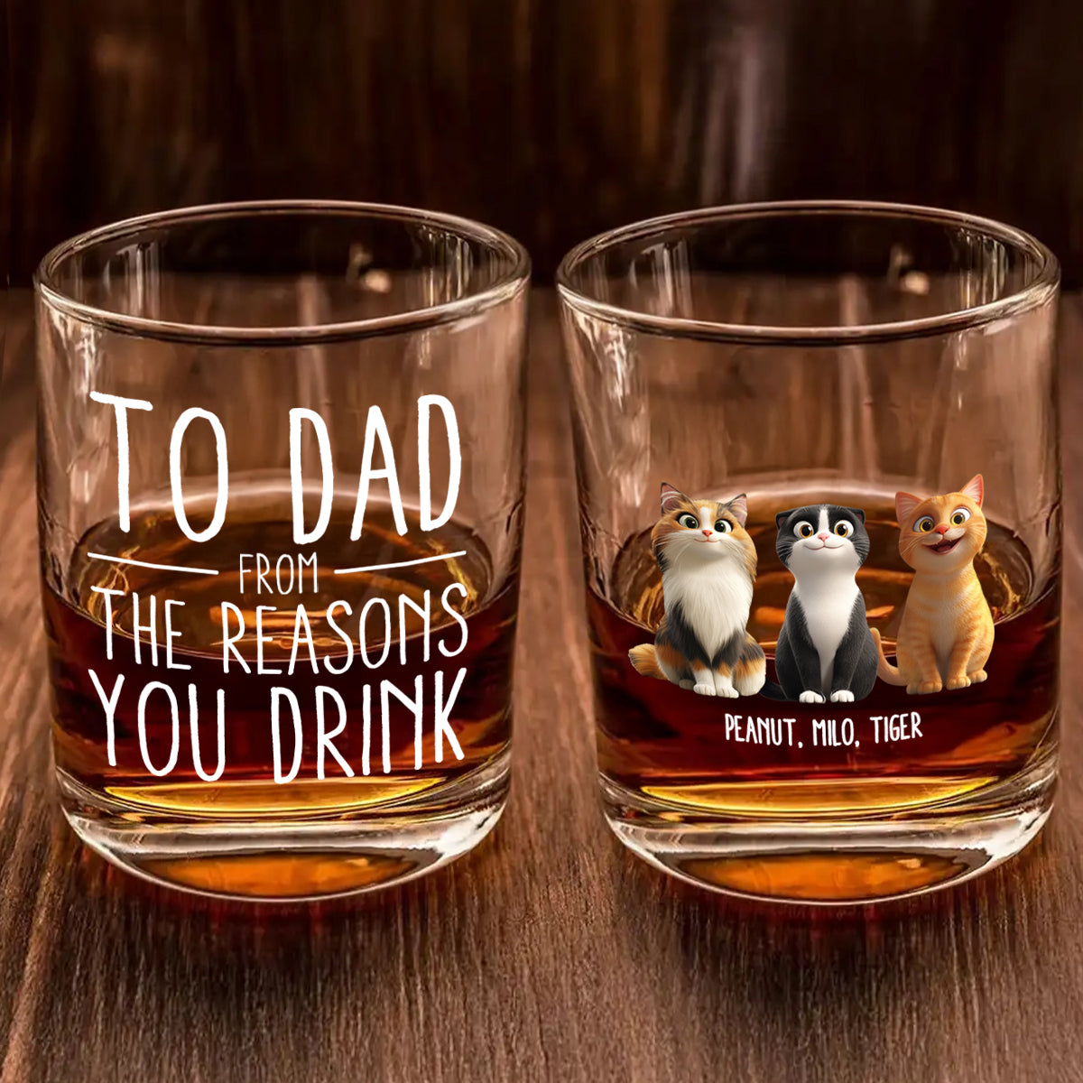 To Cat Dad from the Reasons You Drink Personalized Wine Glass, Father's Day Gift for Cat Dads
