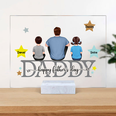 Daddy Grandpa And Kids On Text Stars Personalized Acrylic Plaque