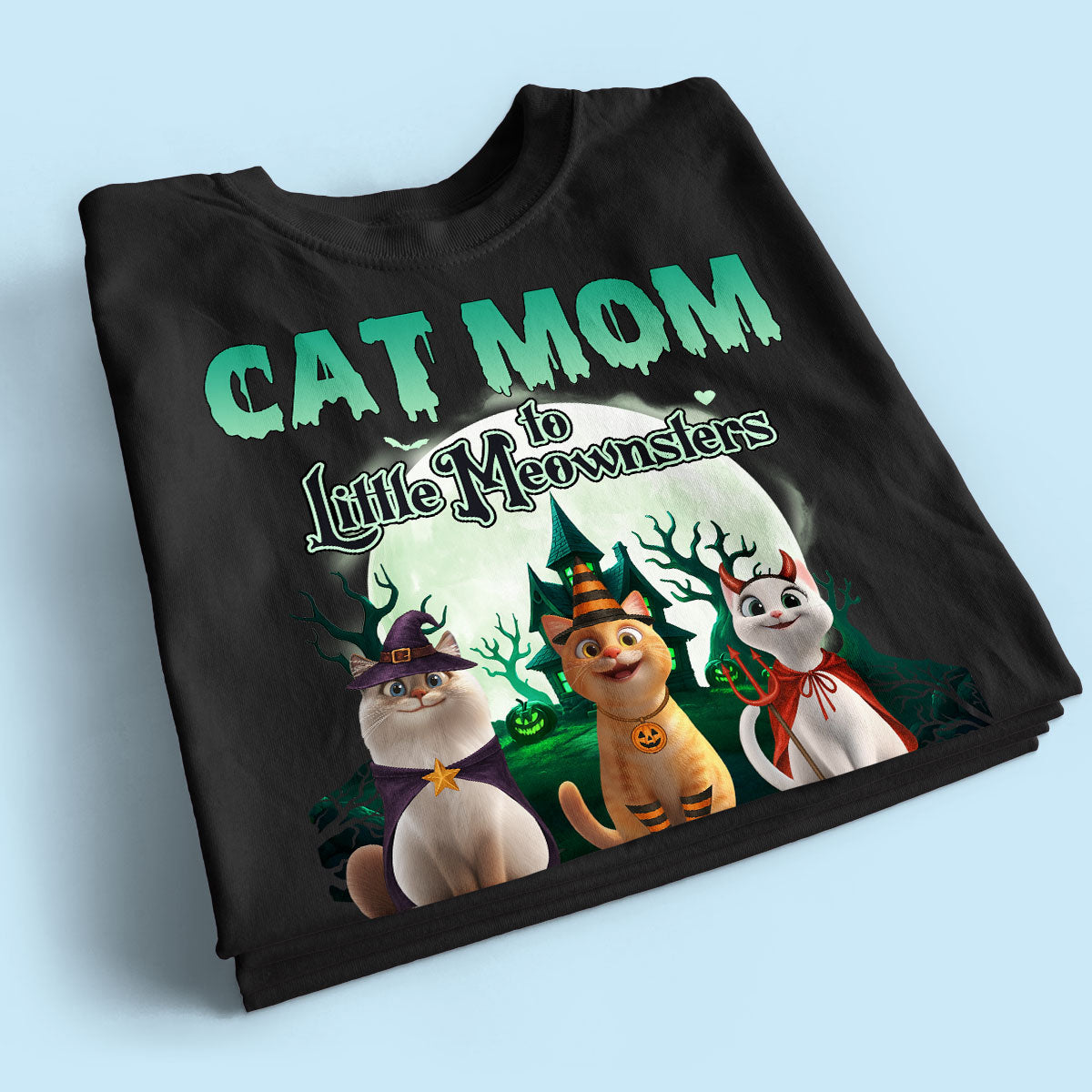 Cat Mom to Little Meownsters Personalized Shirt, Halloween Shirt for Cat Moms
