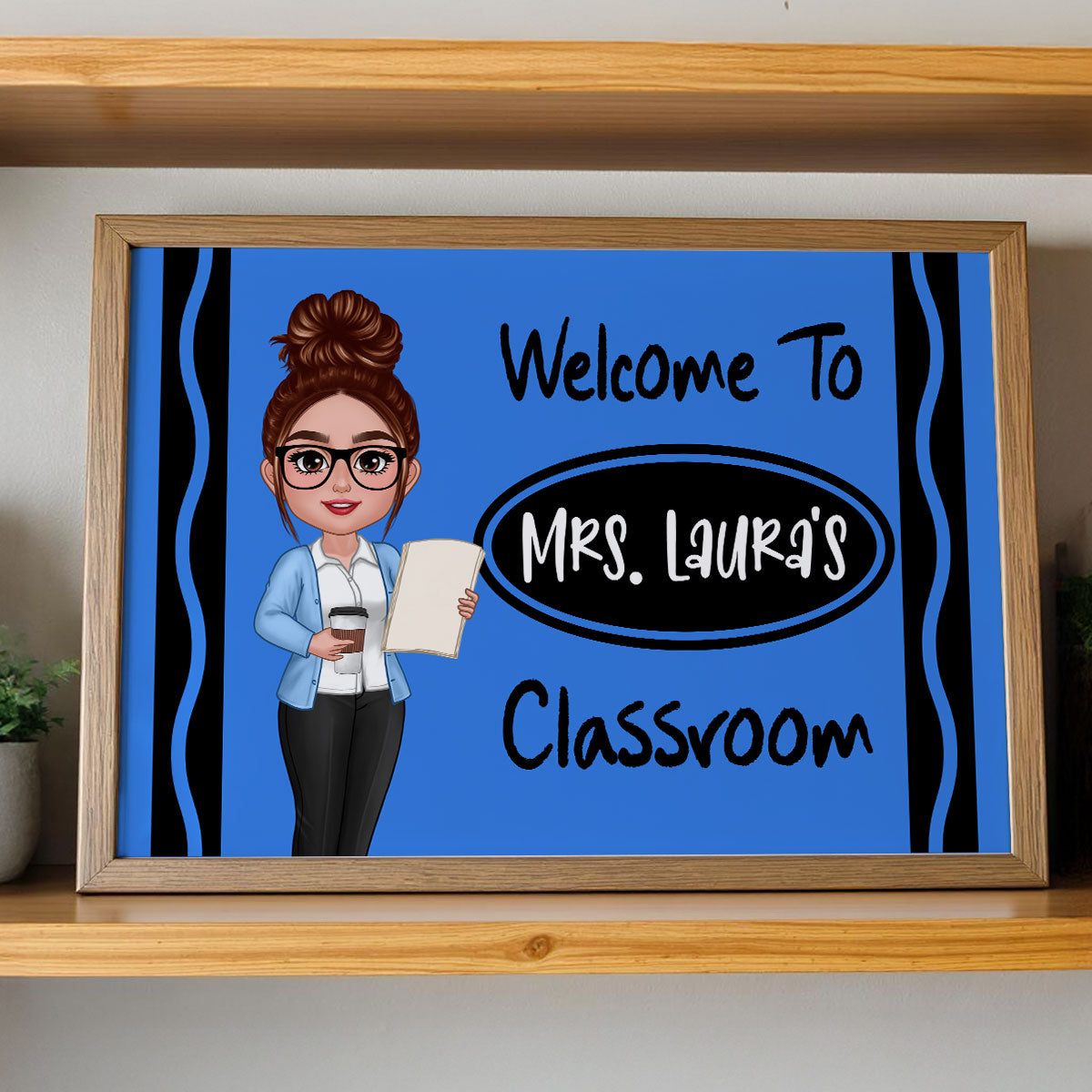 Teacher Crayon Welcome To Classroom Personalized Poster| Back To School Gift, Classroom Decoration