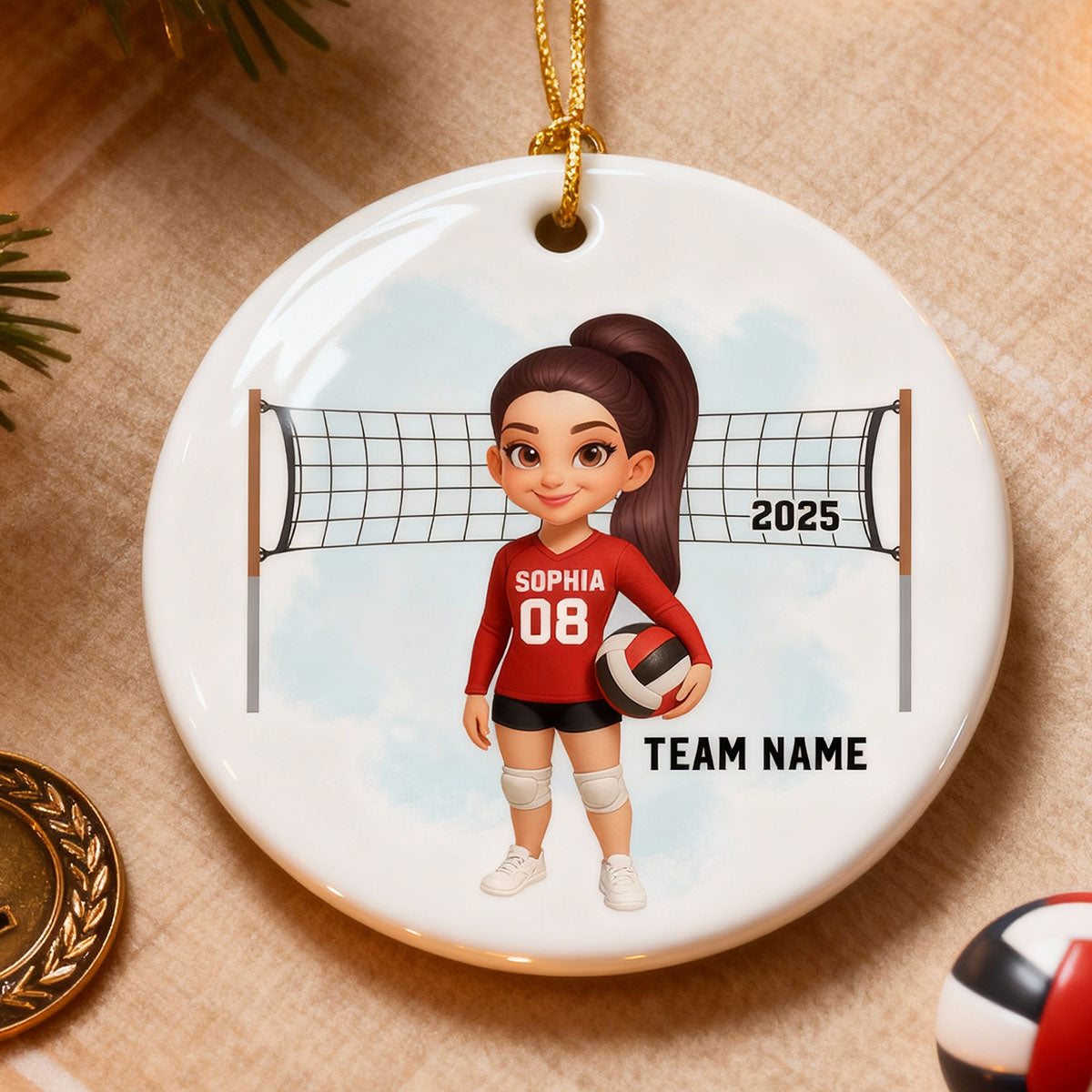 Christmas Volleyball Player - Personalized Ceramic Ornament - Gift For Volleyball Lovers, School Volleyball Team