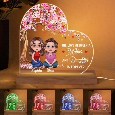Pretty Doll Mother Daughters Under Tree Personalized Acrylic Custom Shape LED Night Light