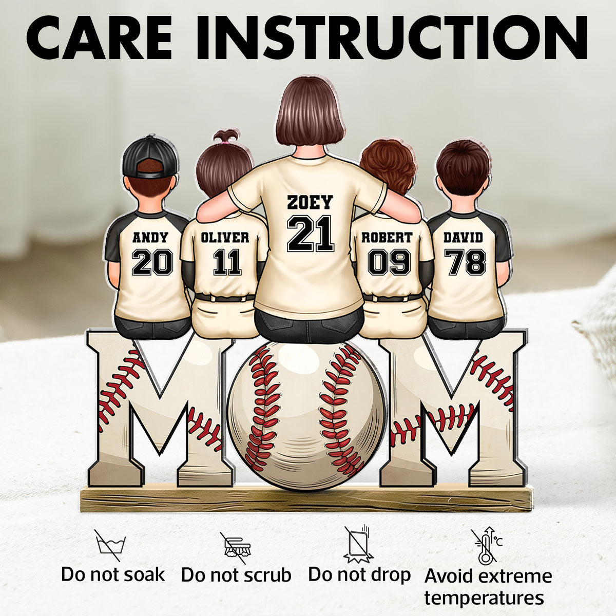 Baseball, Softball Mom And Kids Personalized Acrylic Block Plaque, Gift