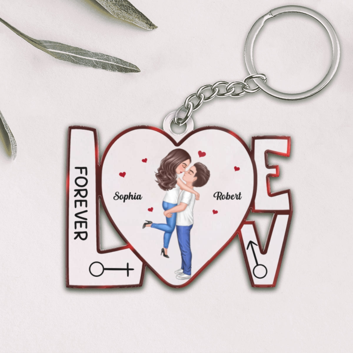 Hugging Kissing Couple In Love Anniversary Gift For Him Gift For Her Personalized Acrylic Keychain