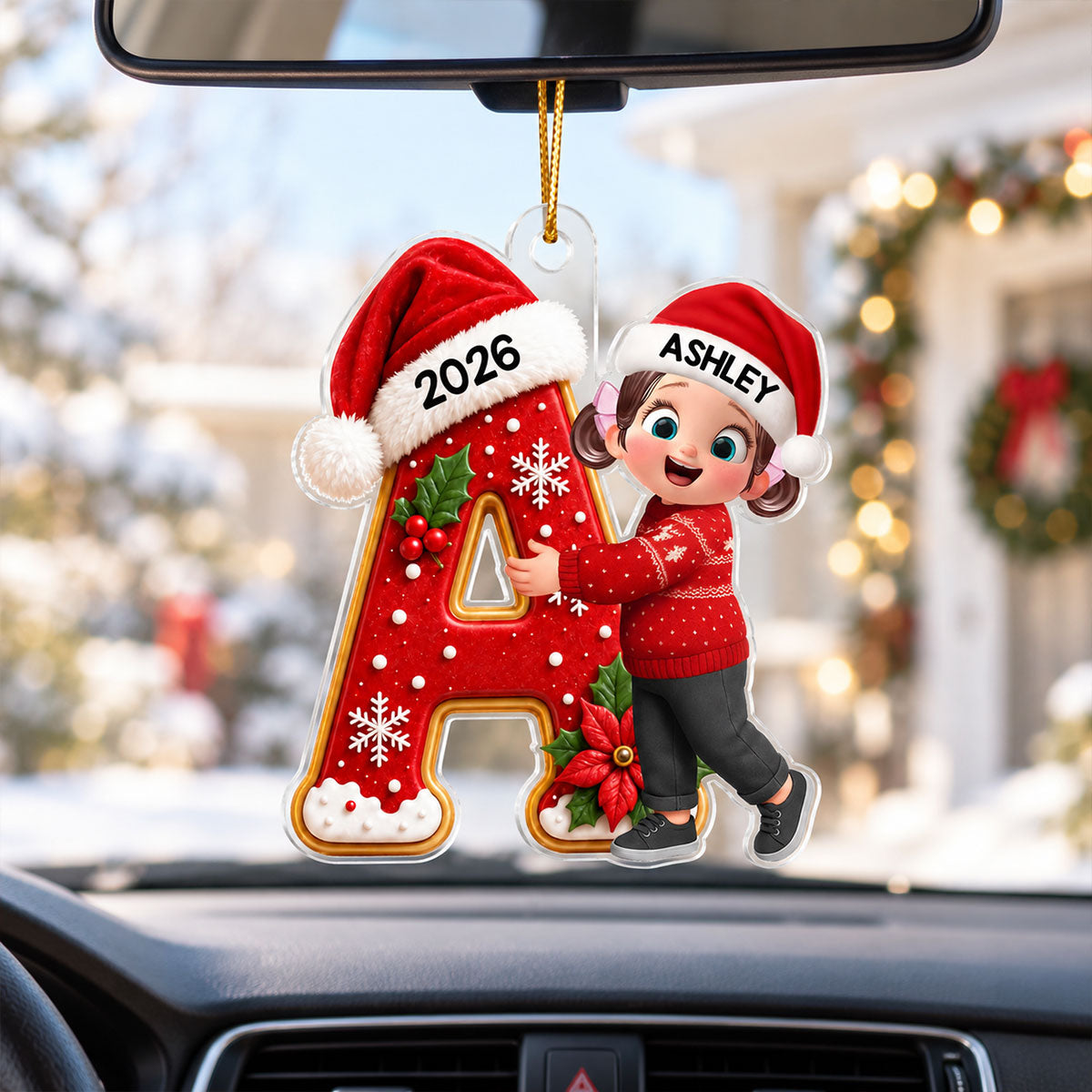 Joyful Christmas Letter Hug - Personalized Acrylic Ornament - Gift For Boys, Girls, Grandkids
