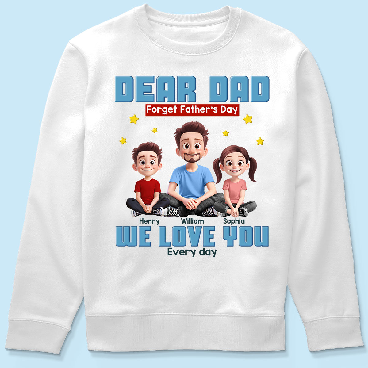 Cartoon Funny Dad And Kids Forget Father's Day Personalized Shirt, Gift For Dad