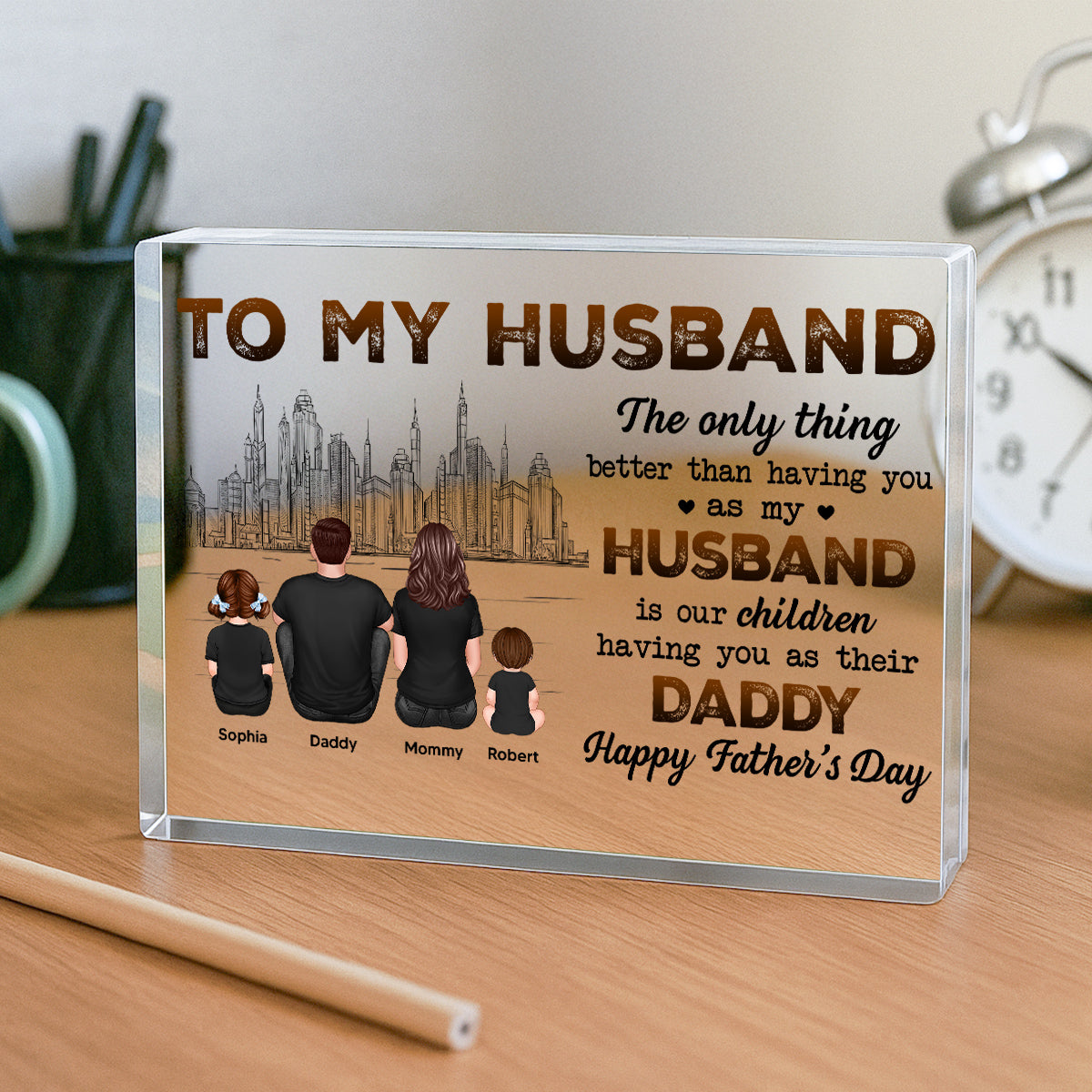 Our Children Having You As Their Daddy Personalized Rectangle Acrylic Block Plaque