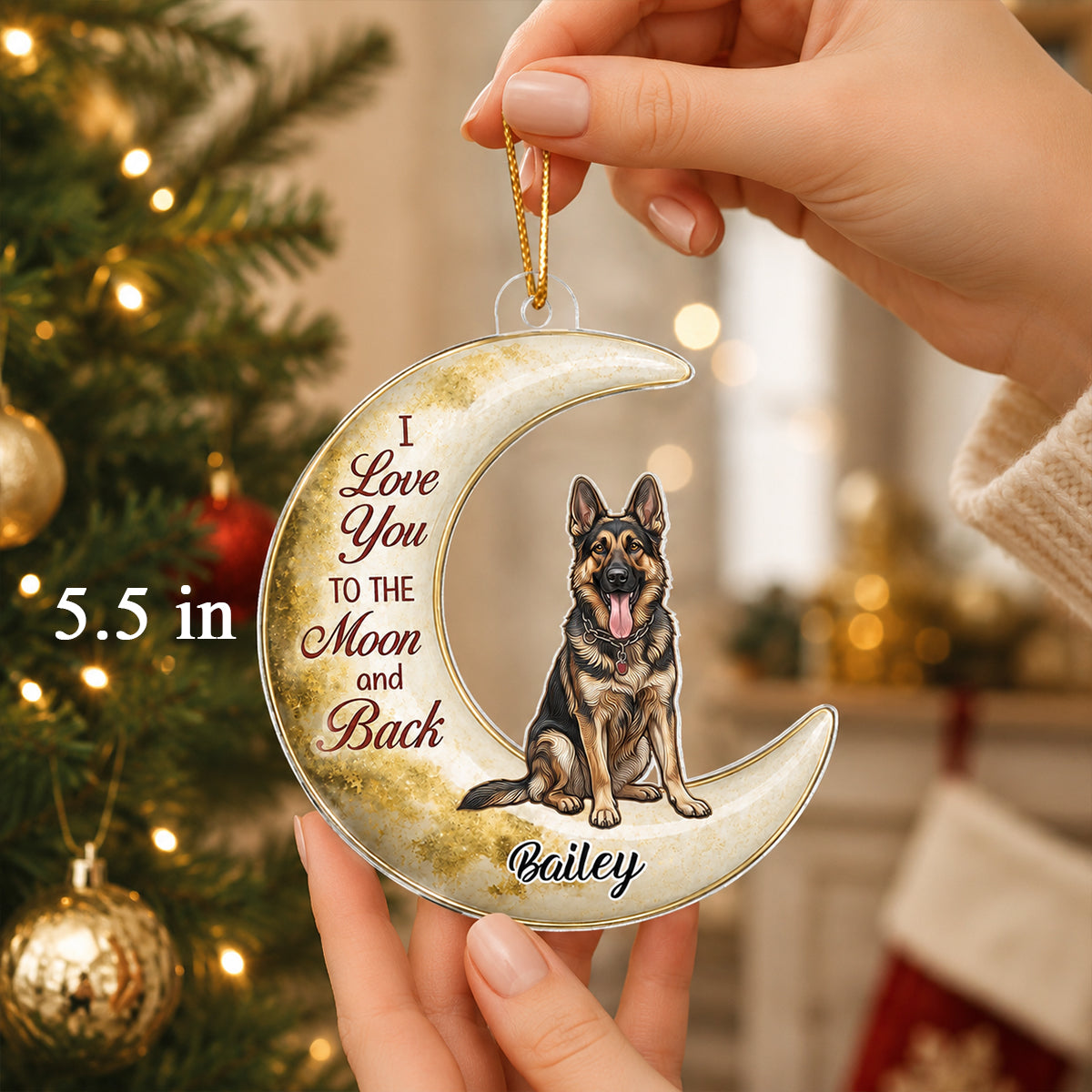 I Love You To The Moon And Back Upload Photo - Personalized Acrylic Ornament - Christmas Gift For Pet Lovers