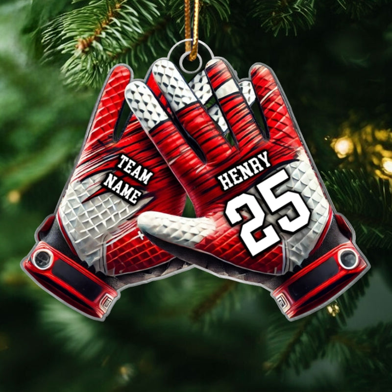 Football Gloves Football For Life Personalized Acrylic Ornament, 3D Effect Flat Ornament