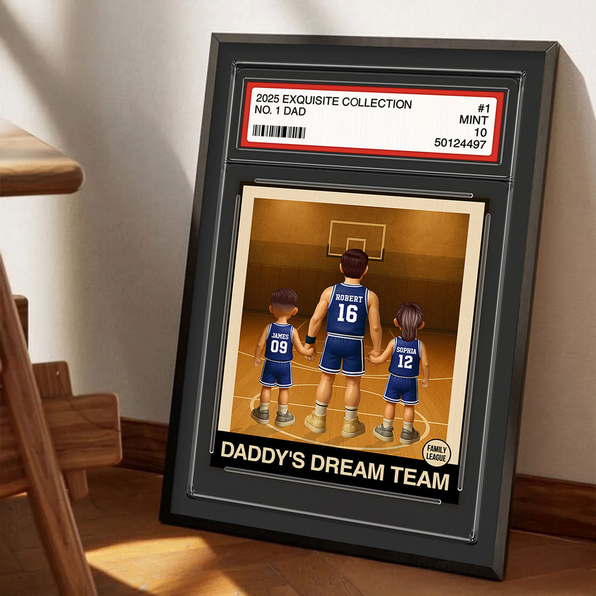 Basketball No. 1 Dad Man & Kids Trading Card Style Personalized Poster