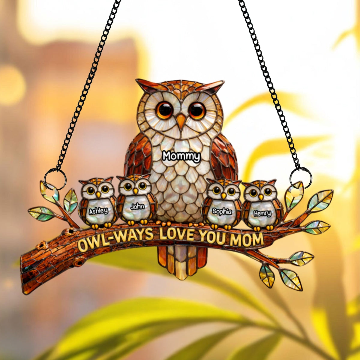Owl-Ways Love You Mom - Personalized Acrylic Window Hanging - Gift For Mom, Grandma