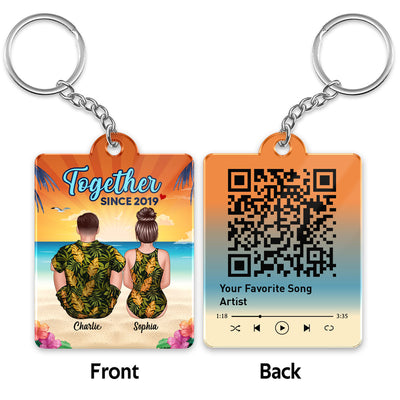 Couple Back View Summer Vibe Favorite Song QR Code Personalized Acrylic Keychain