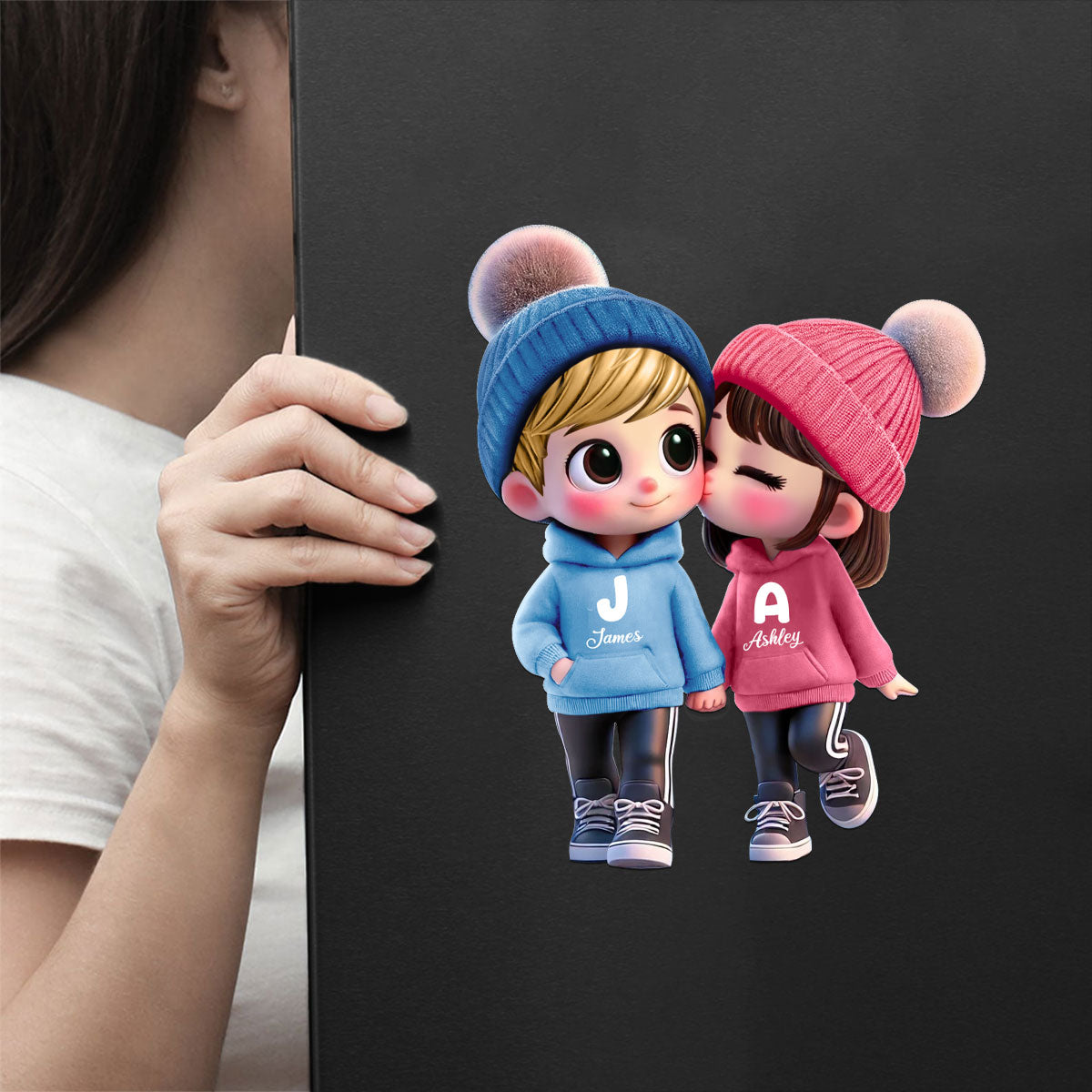 3D Effect Cute Cartoon Couple Walking Personalized Car Decal, Window Sticker, Perfect  Gift for him, Gift for her