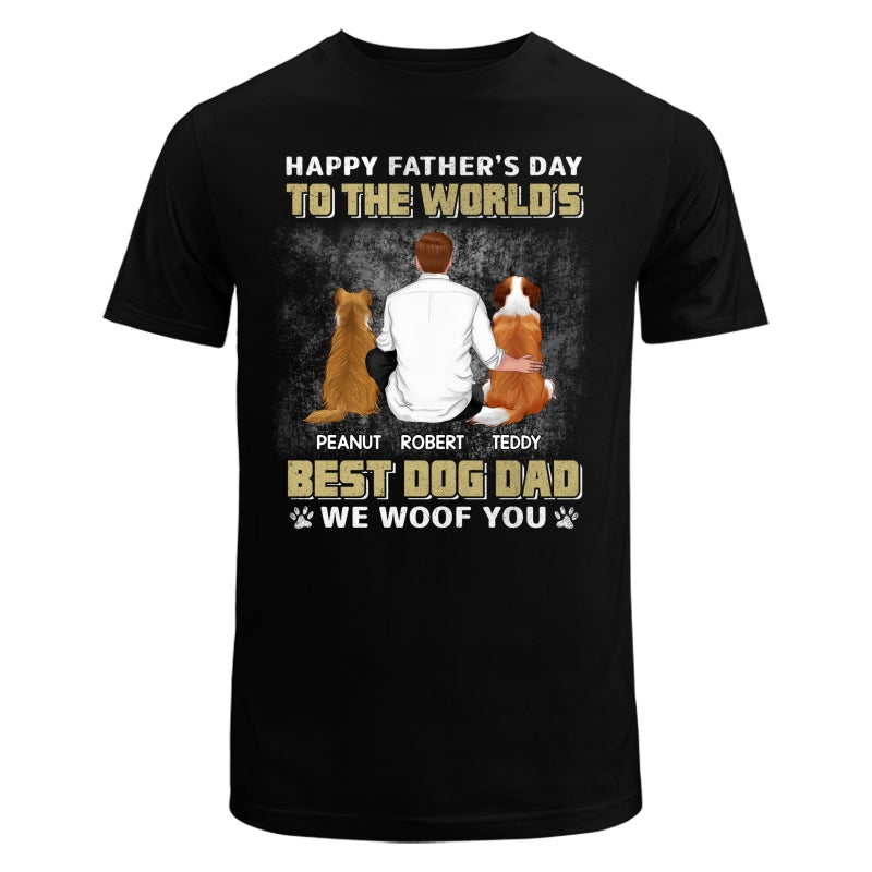 Happy Father‘s Day Dog Dad Back View Yellow Retro Personalized Shirt
