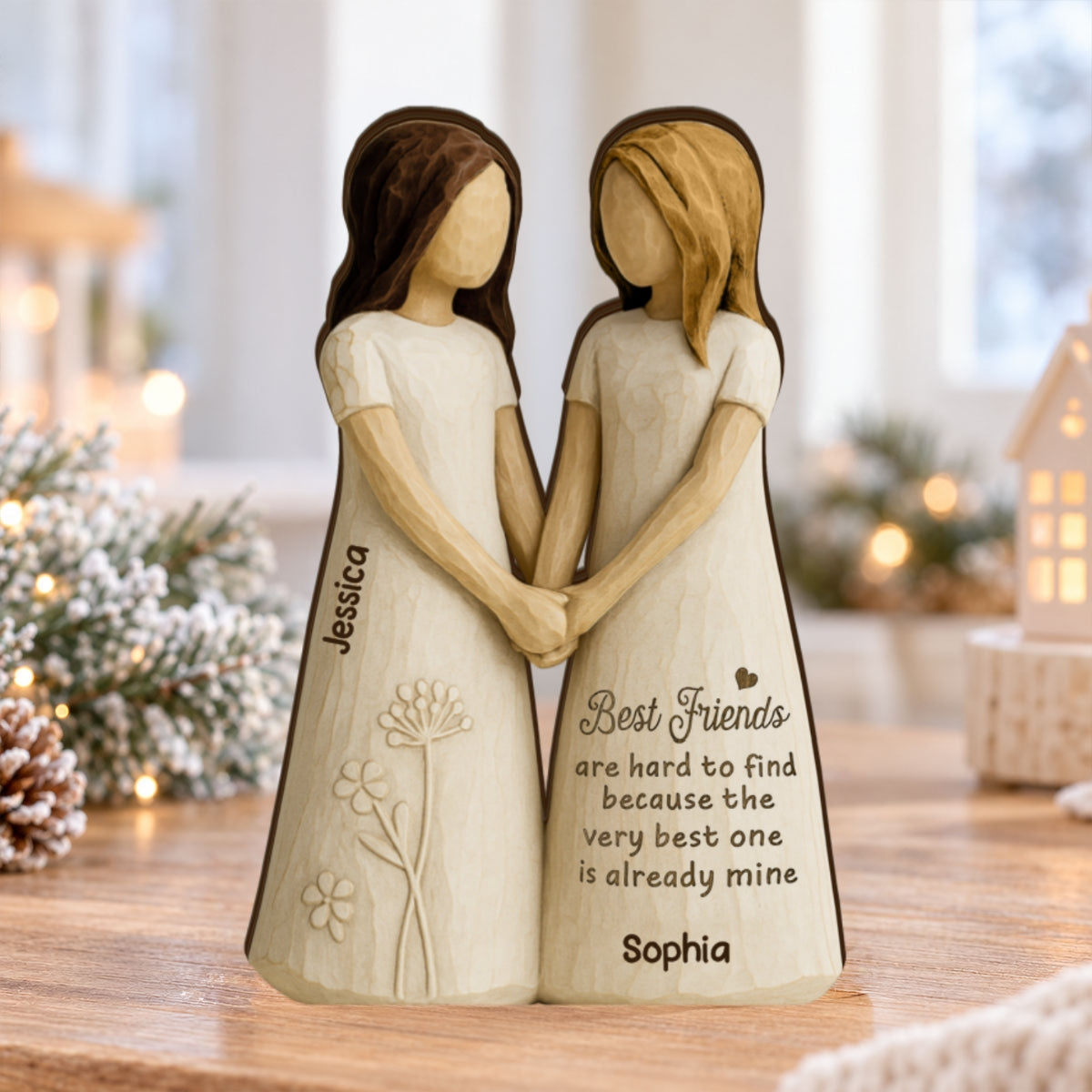Besties Forever - Personalized Wooden Block Plaque - Christmas Gift For Best Friends