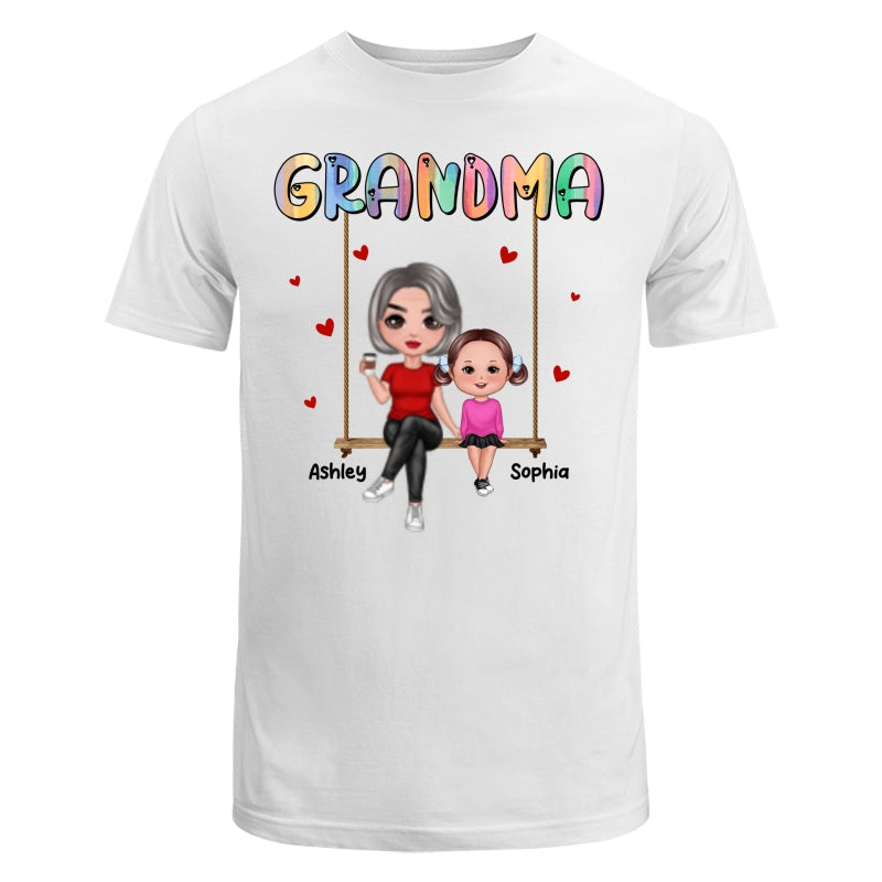 Grandma & Grandkids Sitting On Swing Personalized Shirt