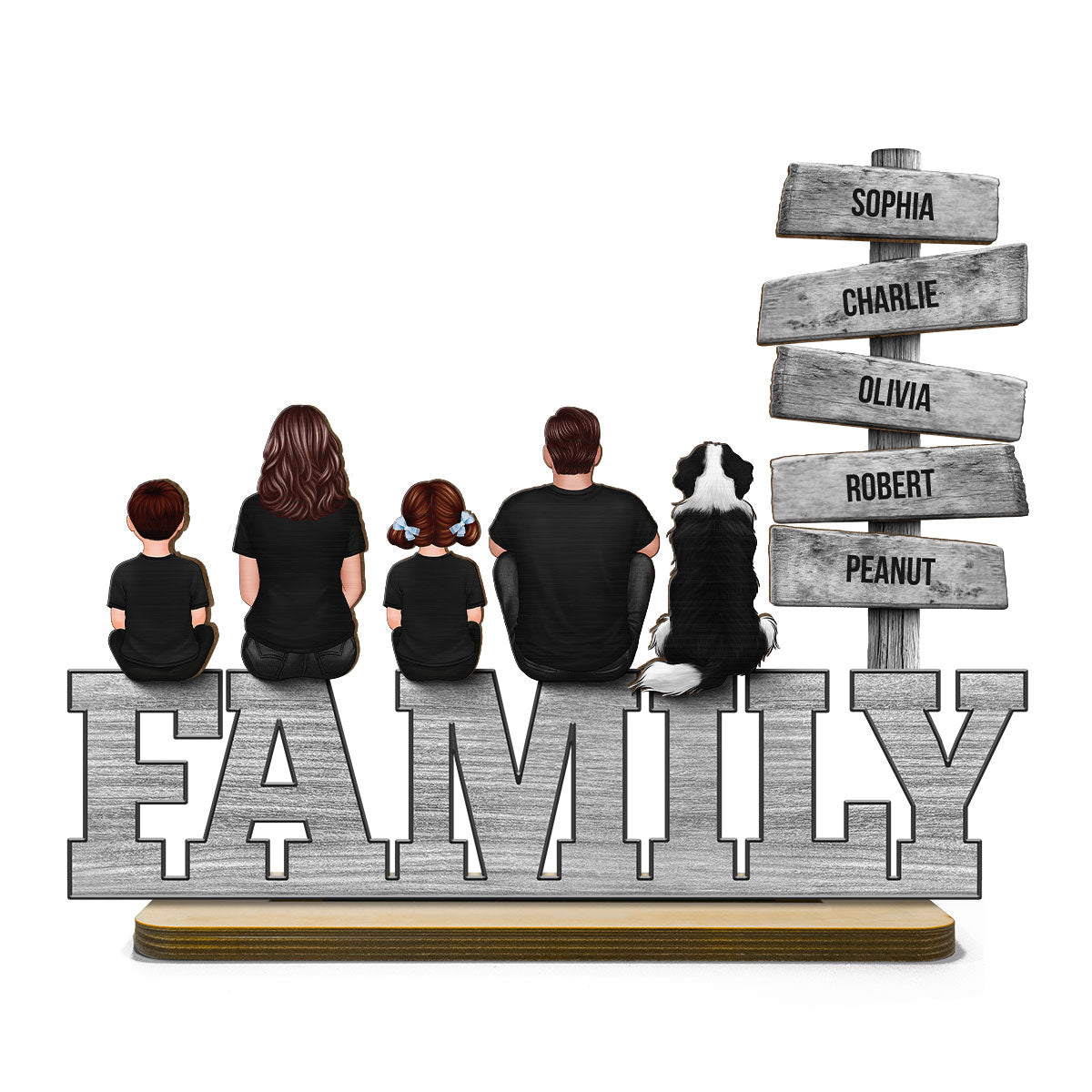 Family A Little Whole Lot of Love Sign Posts Personalized 2-Layer Standing Wooden Plaque, Home Decoration, Gift For Family
