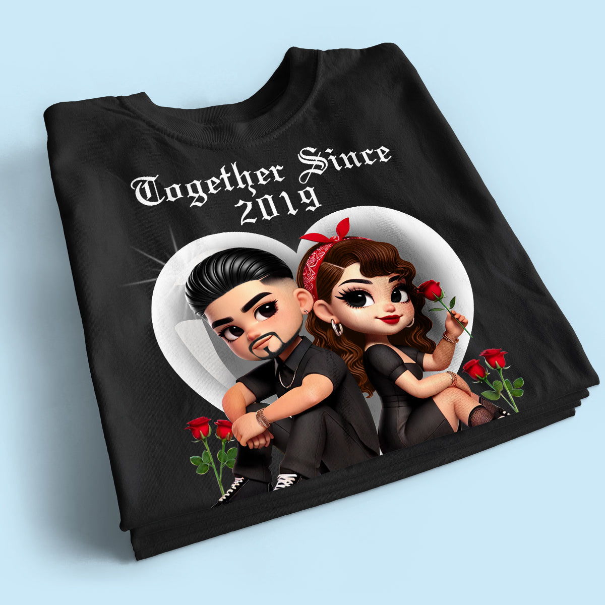 Pretty Couple Roses Heart Together Since Personalized Shirt,  Gift, Anniversary Gift for Couples