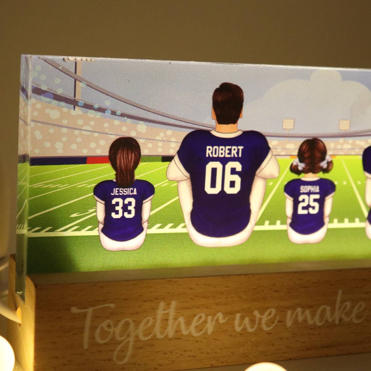 American Football Team Family Personalized Acrylic Block LED Night Light