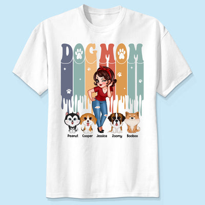 Dog Mom Retro Vintage Melting Personalized Shirt