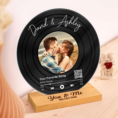 Couple Upload Photo Favorite Song Scannable QR Code Personalized Acrylic Record Plaque, Heartfelt Gift For Couple, For Him, For Her, Boyfriend, Girlfriend, Husband, Wife