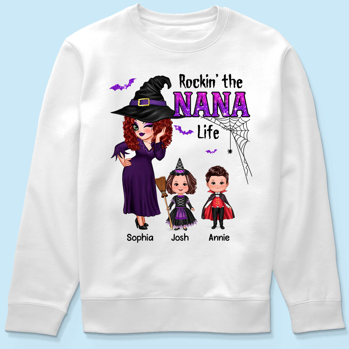 Pretty Grandma Halloween Rockin‘ The Grandma Mom Auntie Life Personalized Shirt