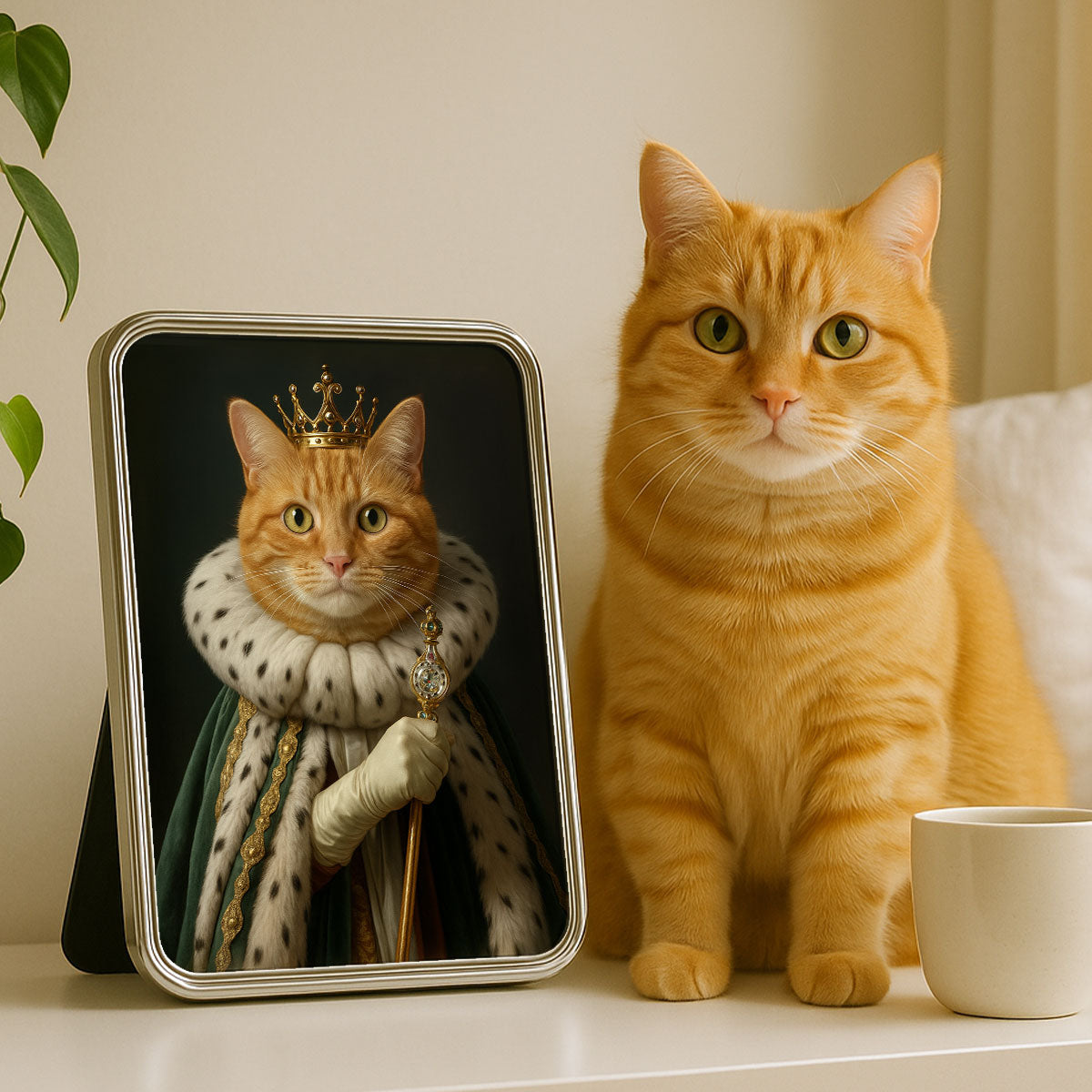 Cat Dog Pet Queen Portrait Custom Personalized Mirrored Picture Frame