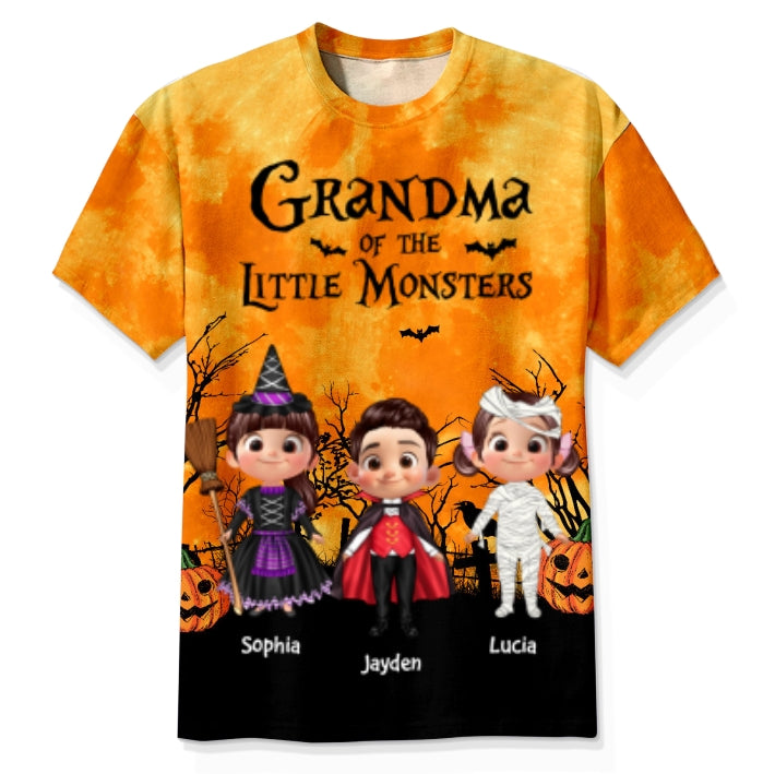 Halloween Mommy Daddy Grandma Grandpa Of The Little Monsters Cute Cartoon Kids Personalized 3D Shirt
