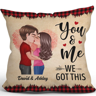 Doll Couple Kissing You & Me We Got This Personalized Pillow
