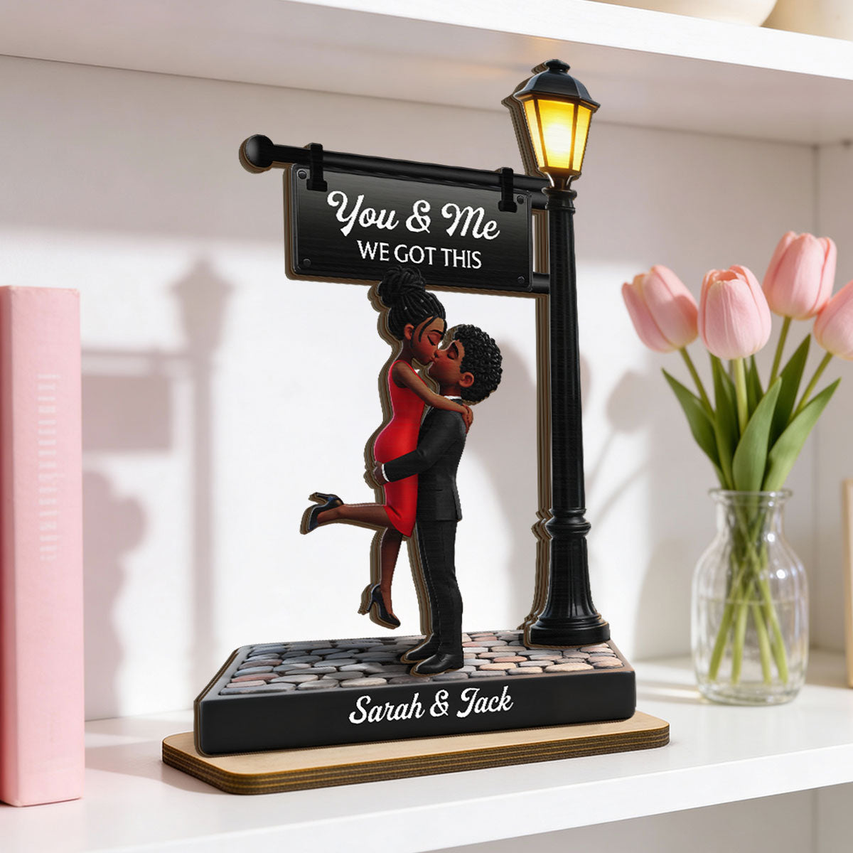 Eternal Love Love Under The Light - Personalized 2-Layered Wooden Plaque - Heartfelt Valentine's Day Gift For Couple, For Him, For Her
